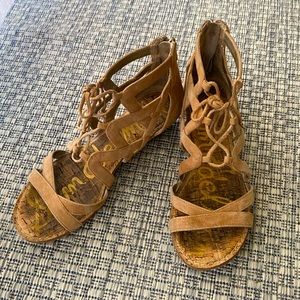 Sam Edelman Tan Suede Lace Up Sandal